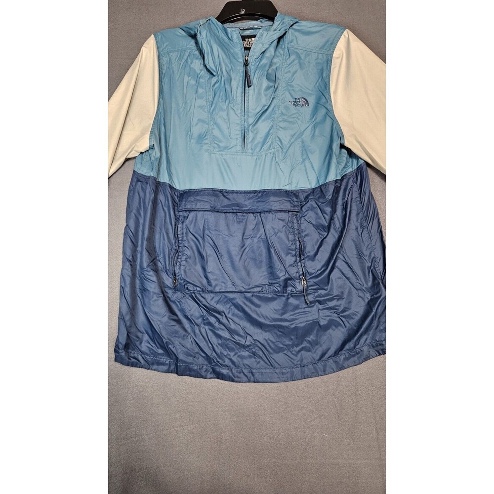 North Face Jacket Womens Medium Blue Lightweight Pullover Hoodie Coat Windwall *